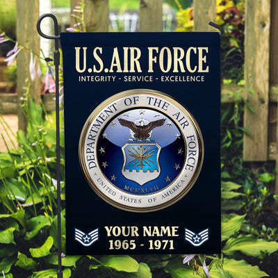 USAF Flag, Custom Name, Rank, Year, Gift For Air Force Veteran, American Flag, Patriotic Flag, Garden Flag, House Flag