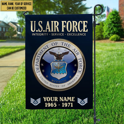USAF Flag, Custom Name, Rank, Year, Gift For Air Force Veteran, American Flag, Patriotic Flag, Garden Flag, House Flag