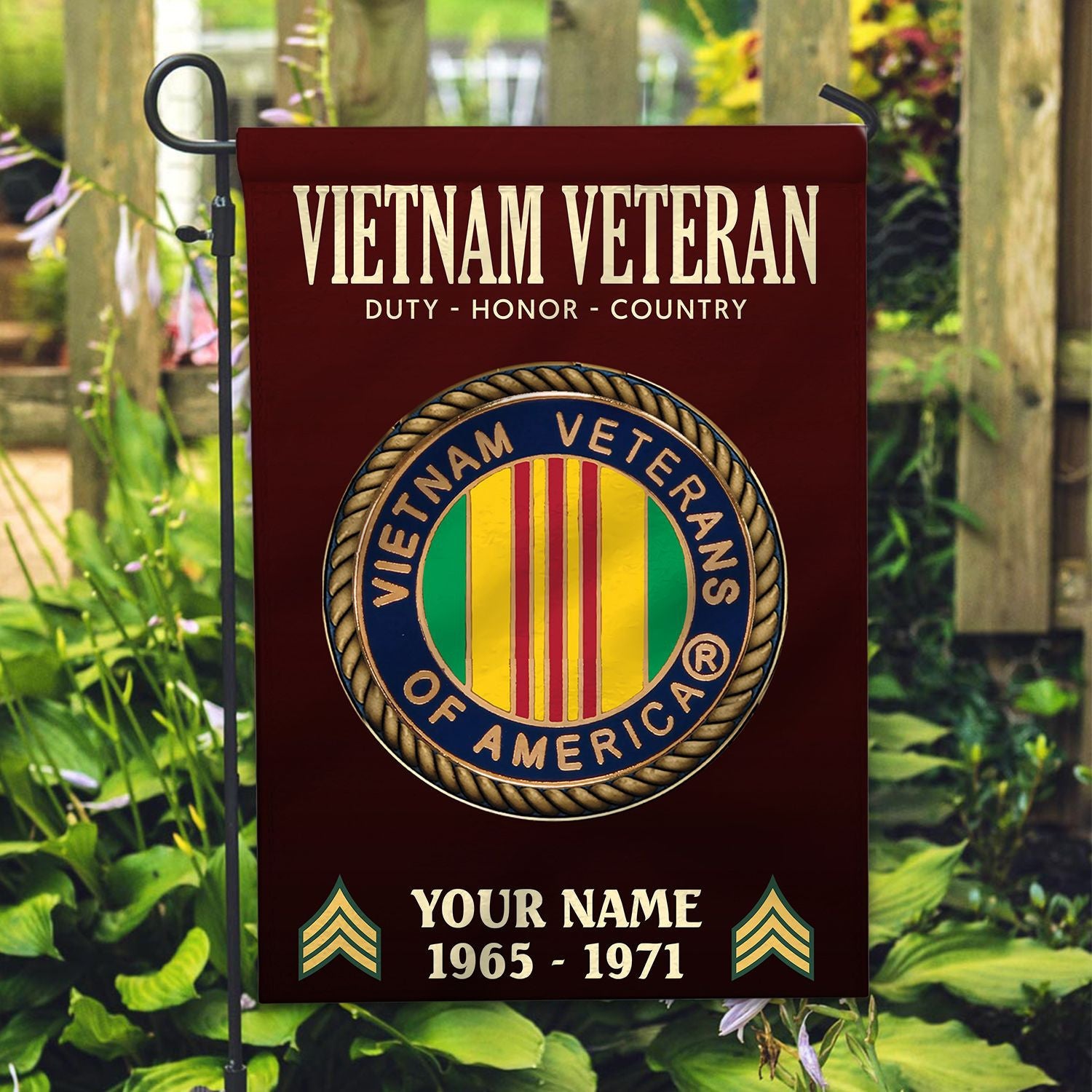 Vietnam Veteran Flag, Custom Name, Rank, Year, Gift For Vietnam Veteran, American Flag, Patriotic Flag, Garden Flag, House Flag