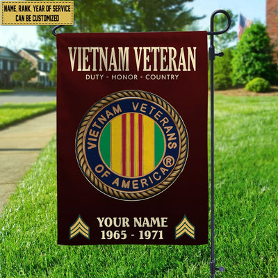 Vietnam Veteran Flag, Custom Name, Rank, Year, Gift For Vietnam Veteran, American Flag, Patriotic Flag, Garden Flag, House Flag