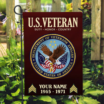 US Veteran Flag, Custom Name, Rank, Year, Gift For US Veteran, American Flag, Patriotic Flag, Garden Flag, House Flag