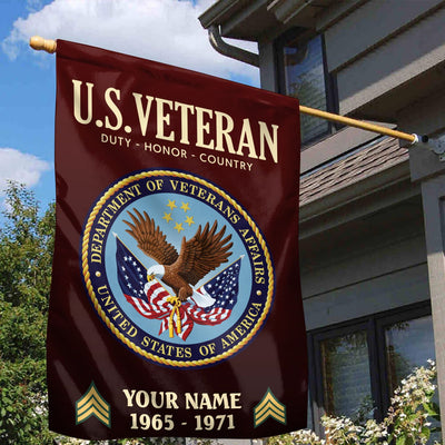 US Veteran Flag, Custom Name, Rank, Year, Gift For US Veteran, American Flag, Patriotic Flag, Garden Flag, House Flag
