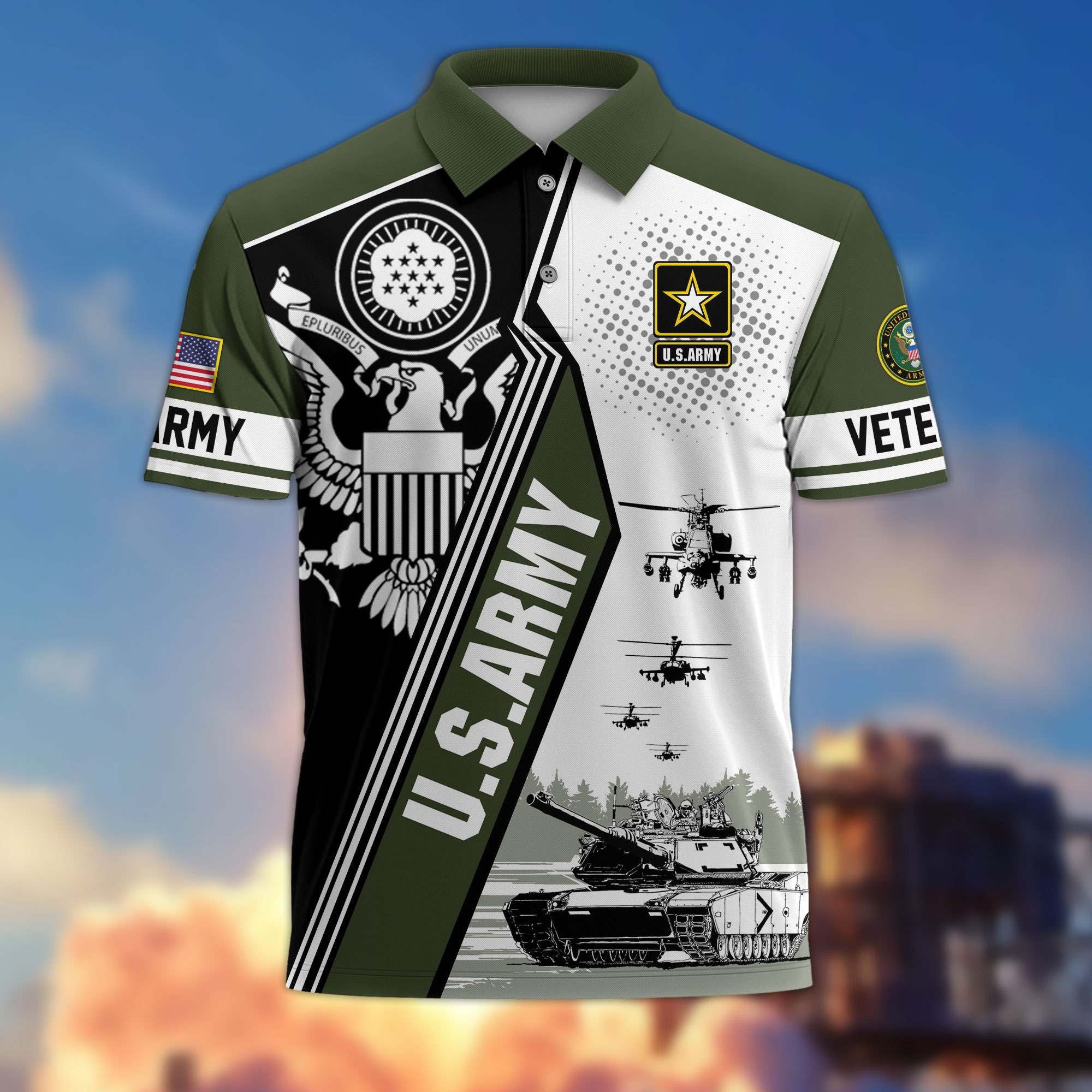 Premium US Veterans Polo Shirt, Gifts For US Veterans, Gifts On Father's Day, Armed Forces Day, Independence Day, Veterans Day.