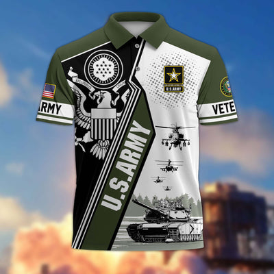 Premium US Veterans Polo Shirt, Gifts For US Veterans, Gifts On Father's Day, Armed Forces Day, Independence Day, Veterans Day.