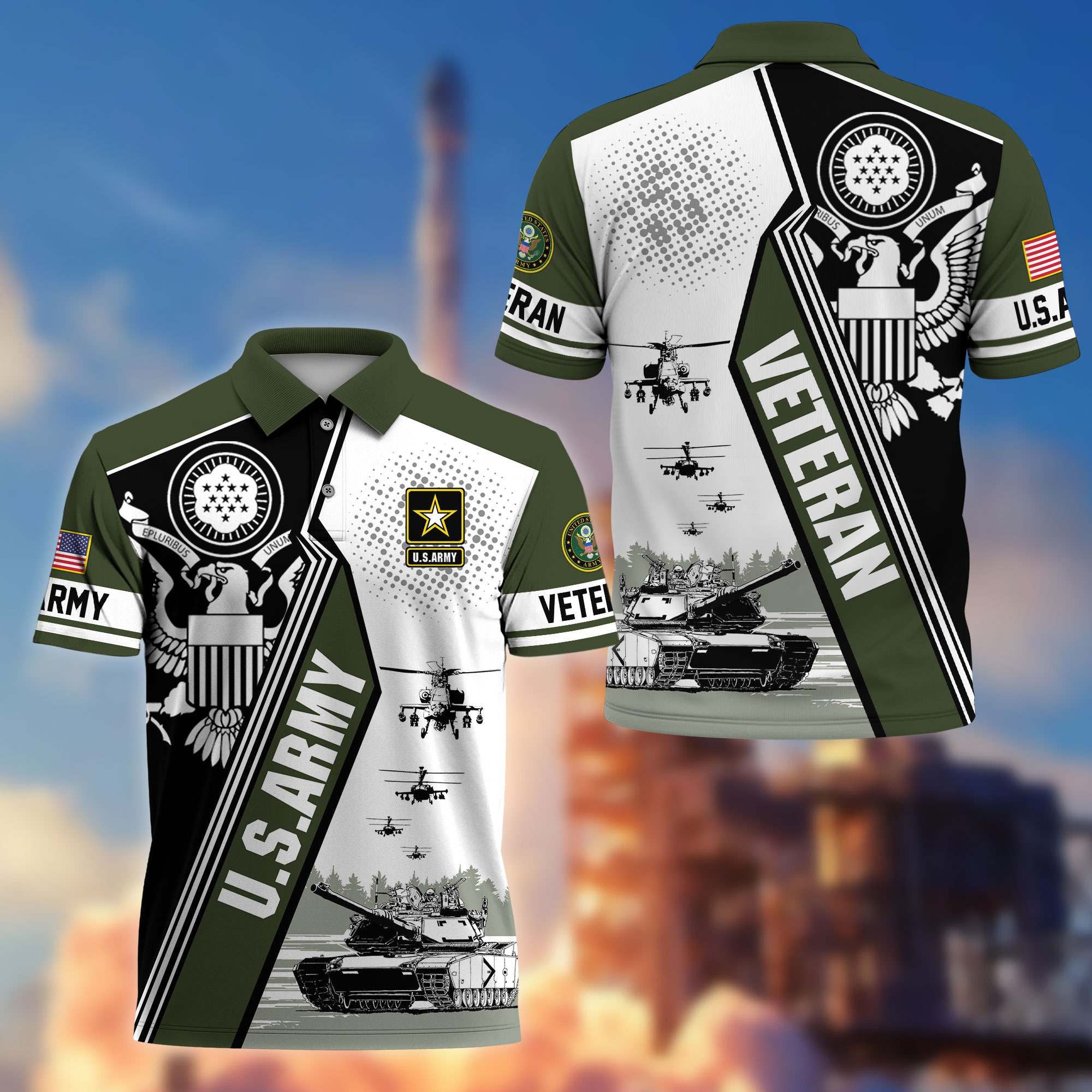 Premium US Veterans Polo Shirt, Gifts For US Veterans, Gifts On Father's Day, Armed Forces Day, Independence Day, Veterans Day.