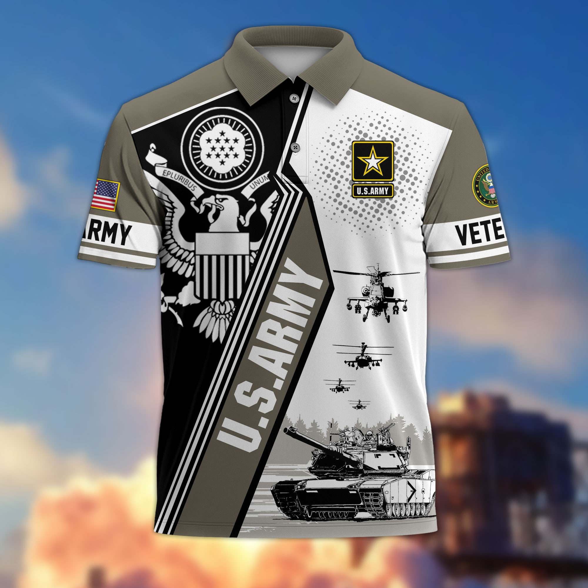Premium US Veterans Polo Shirt, Gifts For US Veterans, Gifts On Father's Day, Armed Forces Day, Independence Day, Veterans Day.