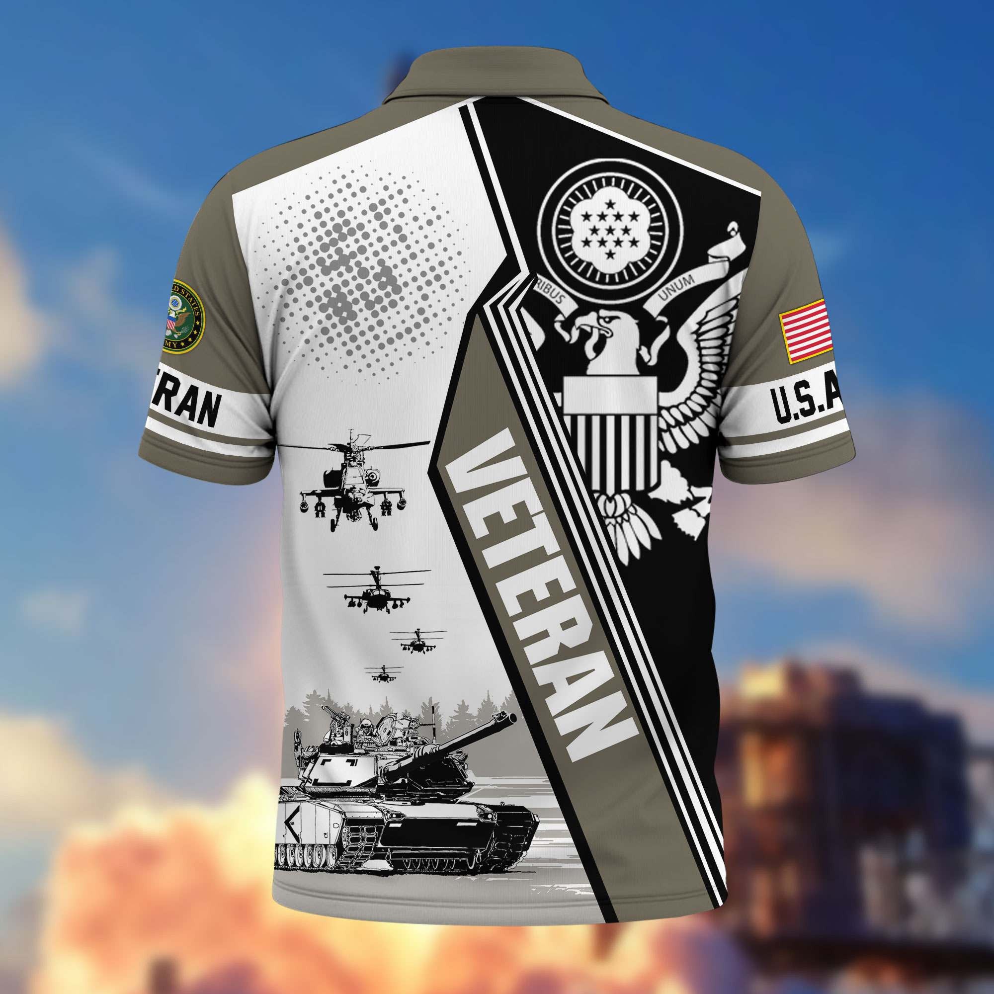 Premium US Veterans Polo Shirt, Gifts For US Veterans, Gifts On Father's Day, Armed Forces Day, Independence Day, Veterans Day.