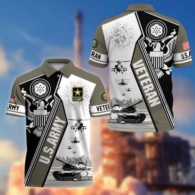 Premium US Veterans Polo Shirt, Gifts For US Veterans, Gifts On Father's Day, Armed Forces Day, Independence Day, Veterans Day.