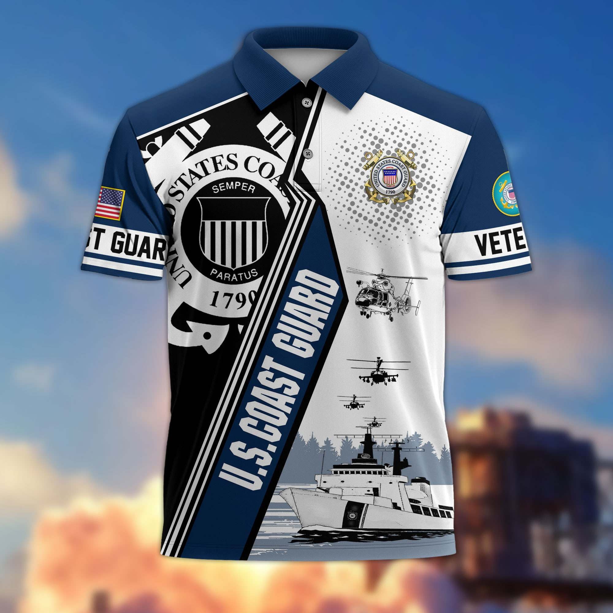 Premium US Veterans Polo Shirt, Gifts For US Veterans, Gifts On Father's Day, Armed Forces Day, Independence Day, Veterans Day.