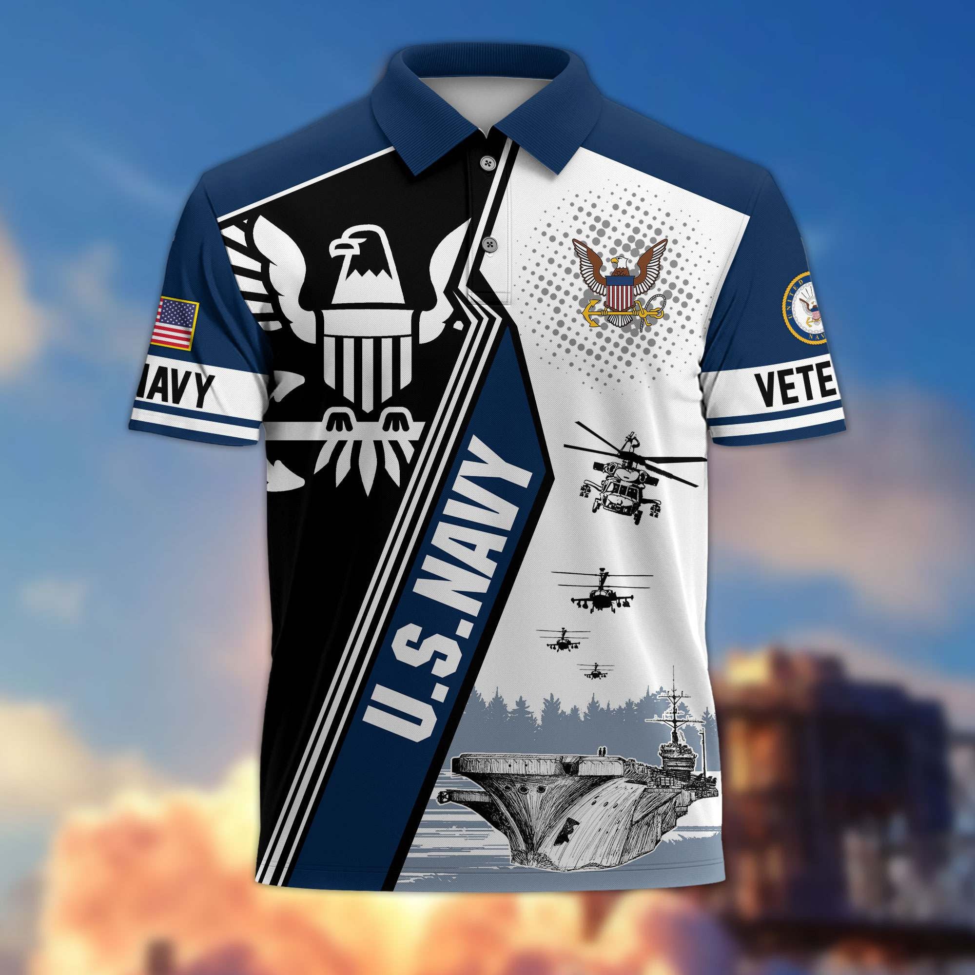 Premium US Veterans Polo Shirt, Gifts For US Veterans, Gifts On Father's Day, Armed Forces Day, Independence Day, Veterans Day.