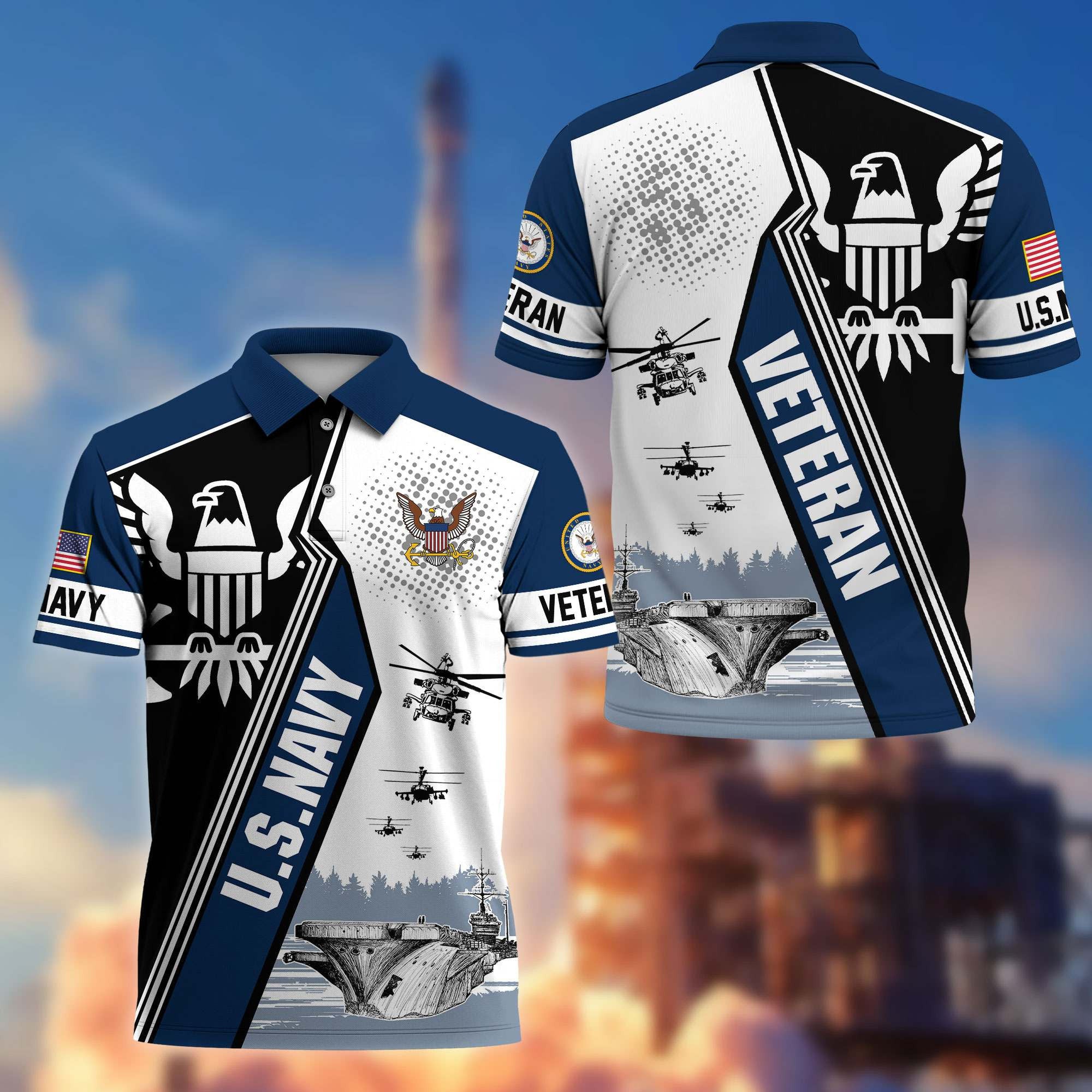 Premium US Veterans Polo Shirt, Gifts For US Veterans, Gifts On Father's Day, Armed Forces Day, Independence Day, Veterans Day.