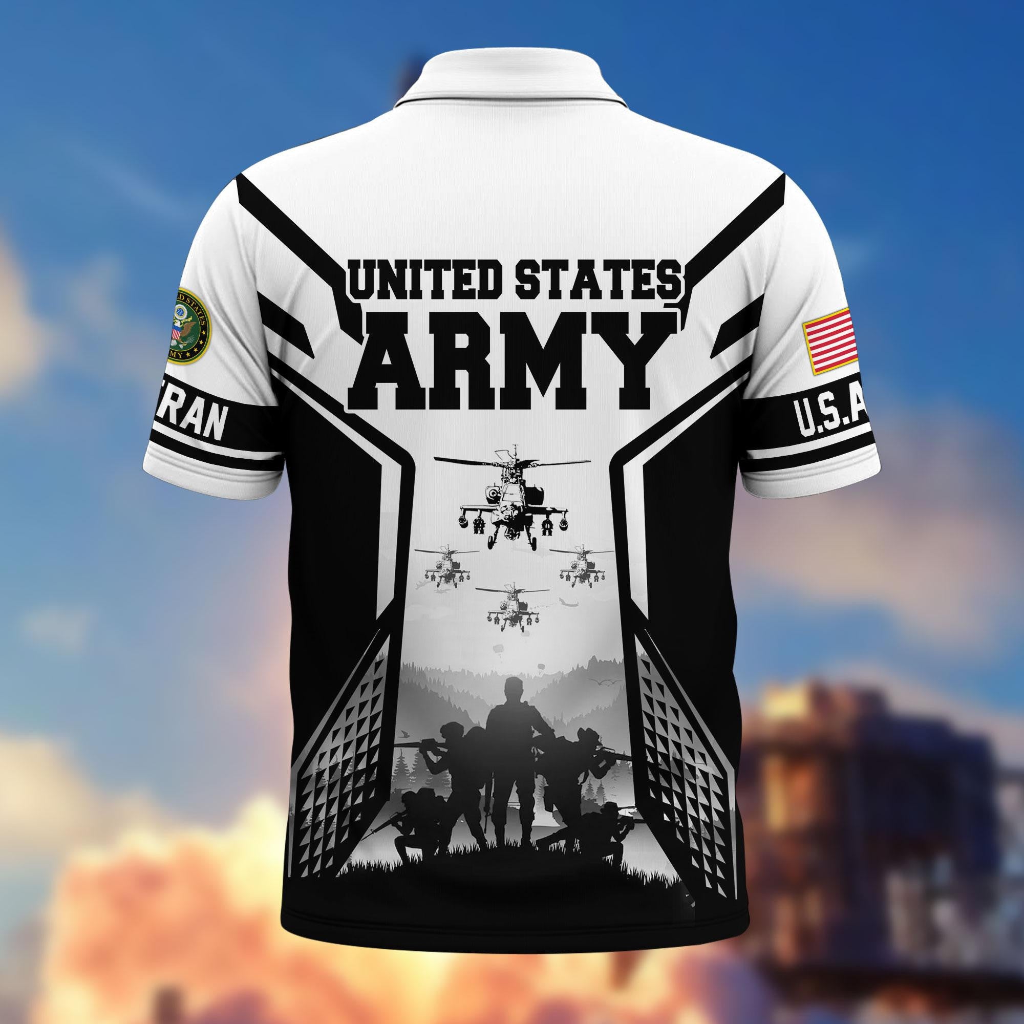 Premium US Veterans Polo Shirt, Gifts For US Veterans, Gifts On Father's Day, Armed Forces Day, Independence Day, Veterans Day.