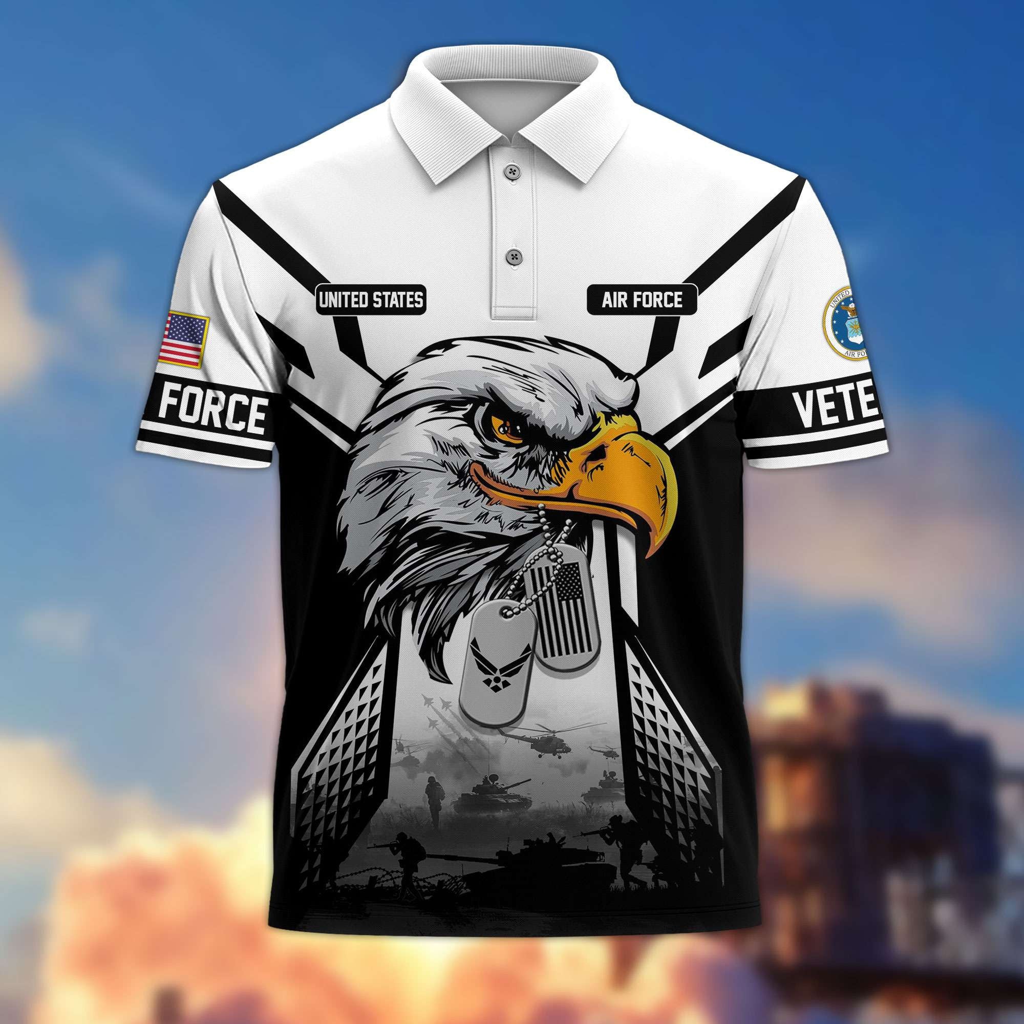 Premium US Veterans Polo Shirt, Gifts For US Veterans, Gifts On Father's Day, Armed Forces Day, Independence Day, Veterans Day.