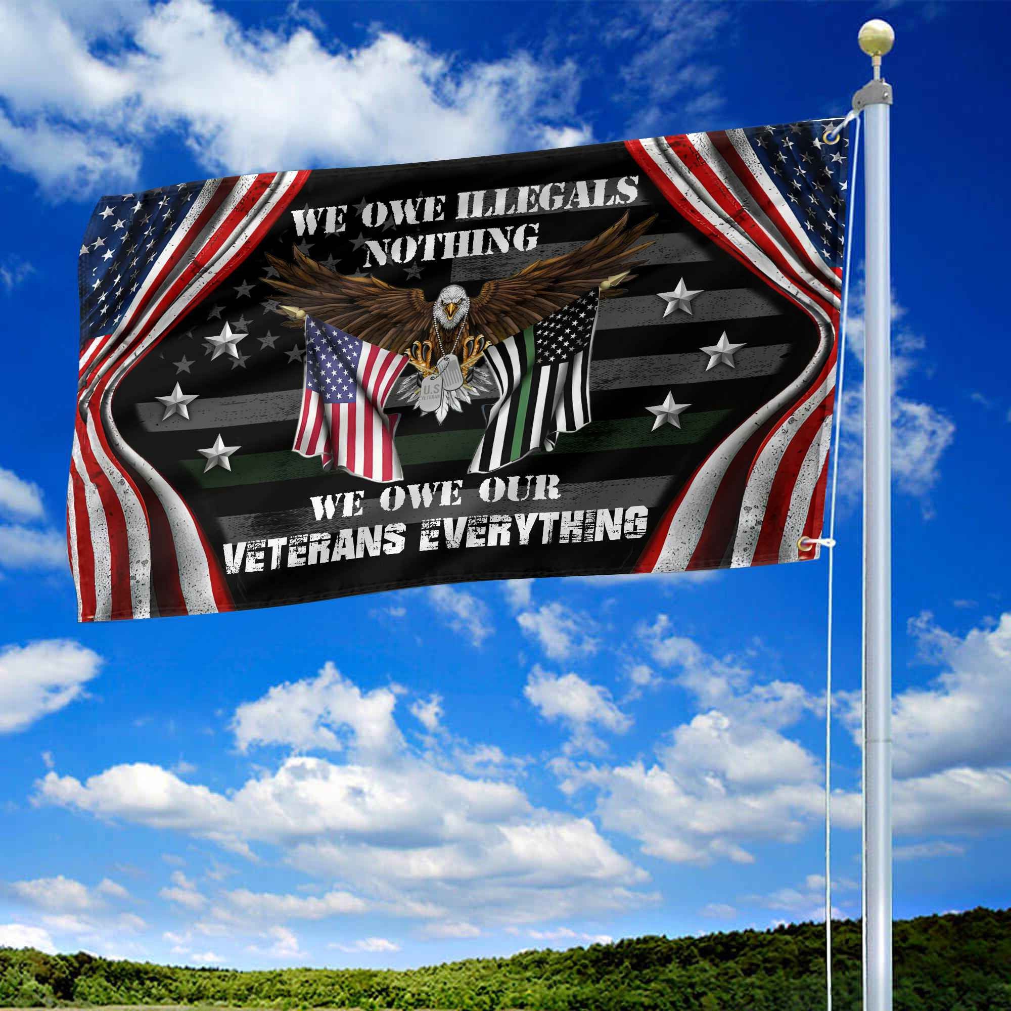 Premium US Veteran Grommet Flag We Owe Our Veterans Everything Gift For Veterans Day, Father's Day, Memorial Day