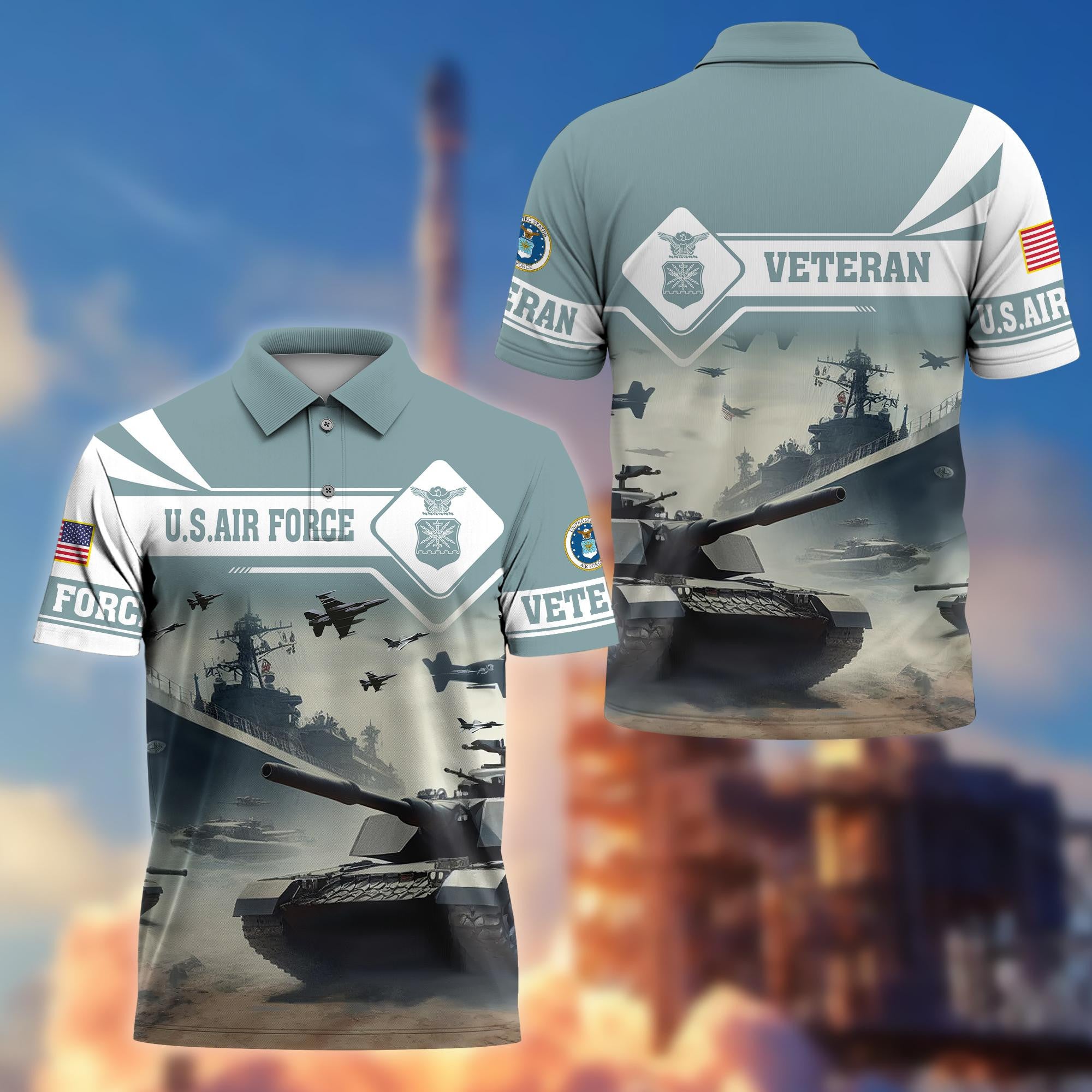 Premium US Veterans Polo Shirt, Gifts For US Veterans, Gifts On Father's Day, Armed Forces Day, Independence Day, Veterans Day.