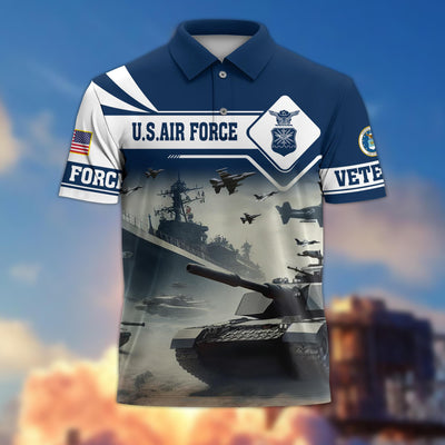 Premium US Veterans Polo Shirt, Gifts For US Veterans, Gifts On Father's Day, Armed Forces Day, Independence Day, Veterans Day.
