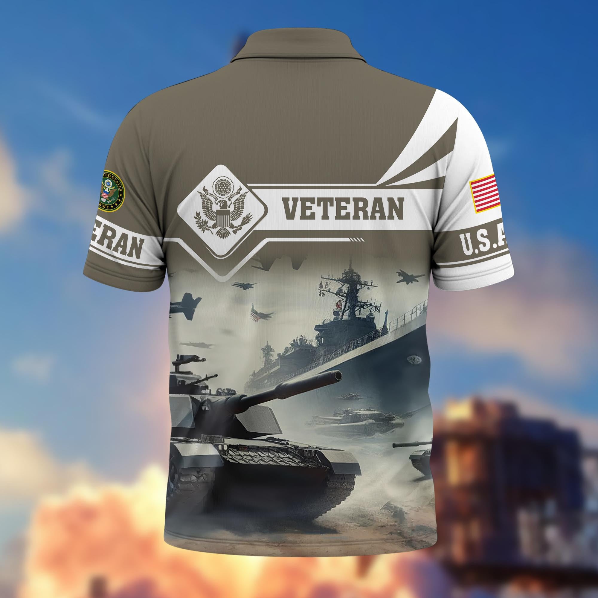 Premium US Veterans Polo Shirt, Gifts For US Veterans, Gifts On Father's Day, Armed Forces Day, Independence Day, Veterans Day.