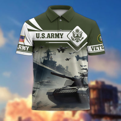 Premium US Veterans Polo Shirt, Gifts For US Veterans, Gifts On Father's Day, Armed Forces Day, Independence Day, Veterans Day.