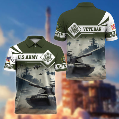 Premium US Veterans Polo Shirt, Gifts For US Veterans, Gifts On Father's Day, Armed Forces Day, Independence Day, Veterans Day.