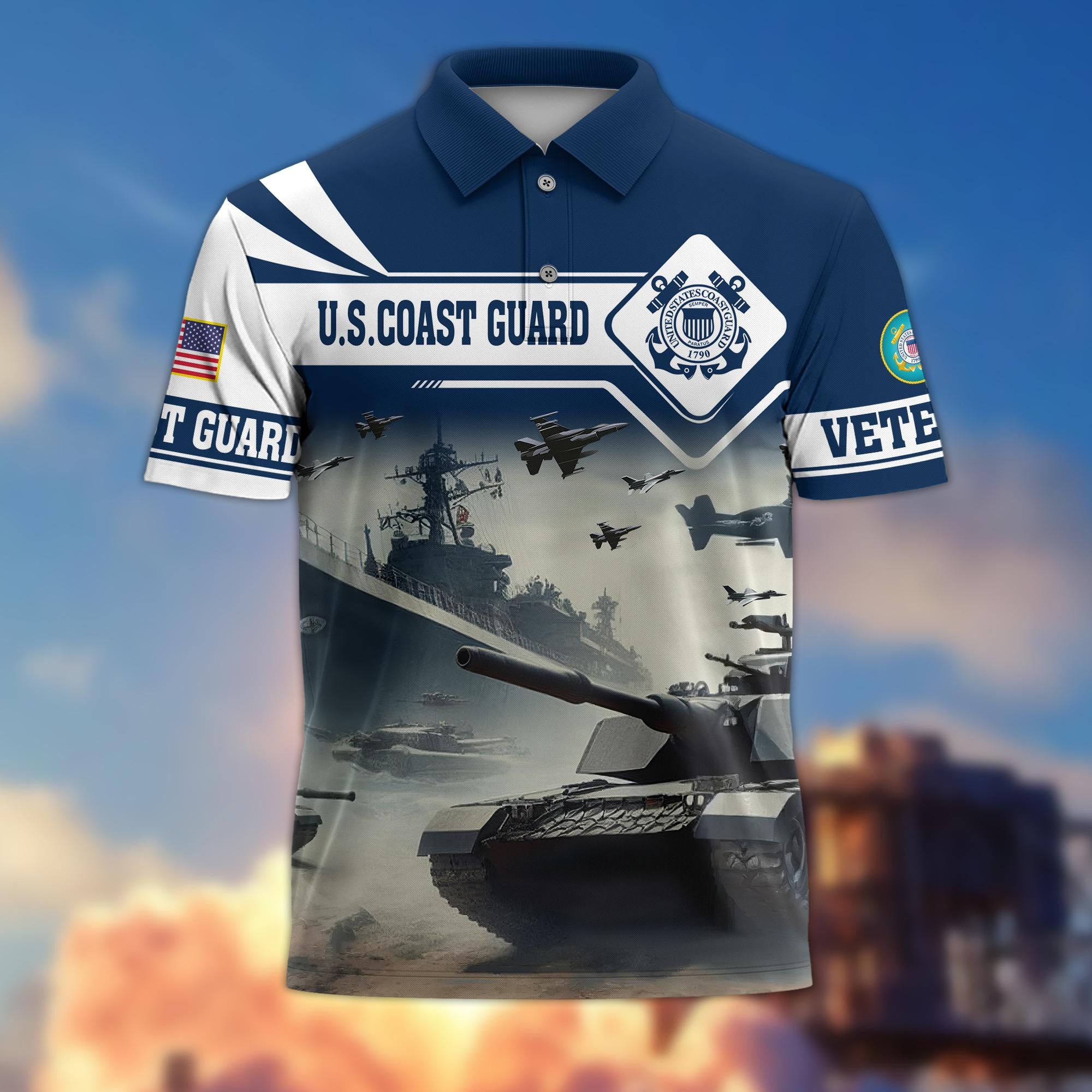 Premium US Veterans Polo Shirt, Gifts For US Veterans, Gifts On Father's Day, Armed Forces Day, Independence Day, Veterans Day.