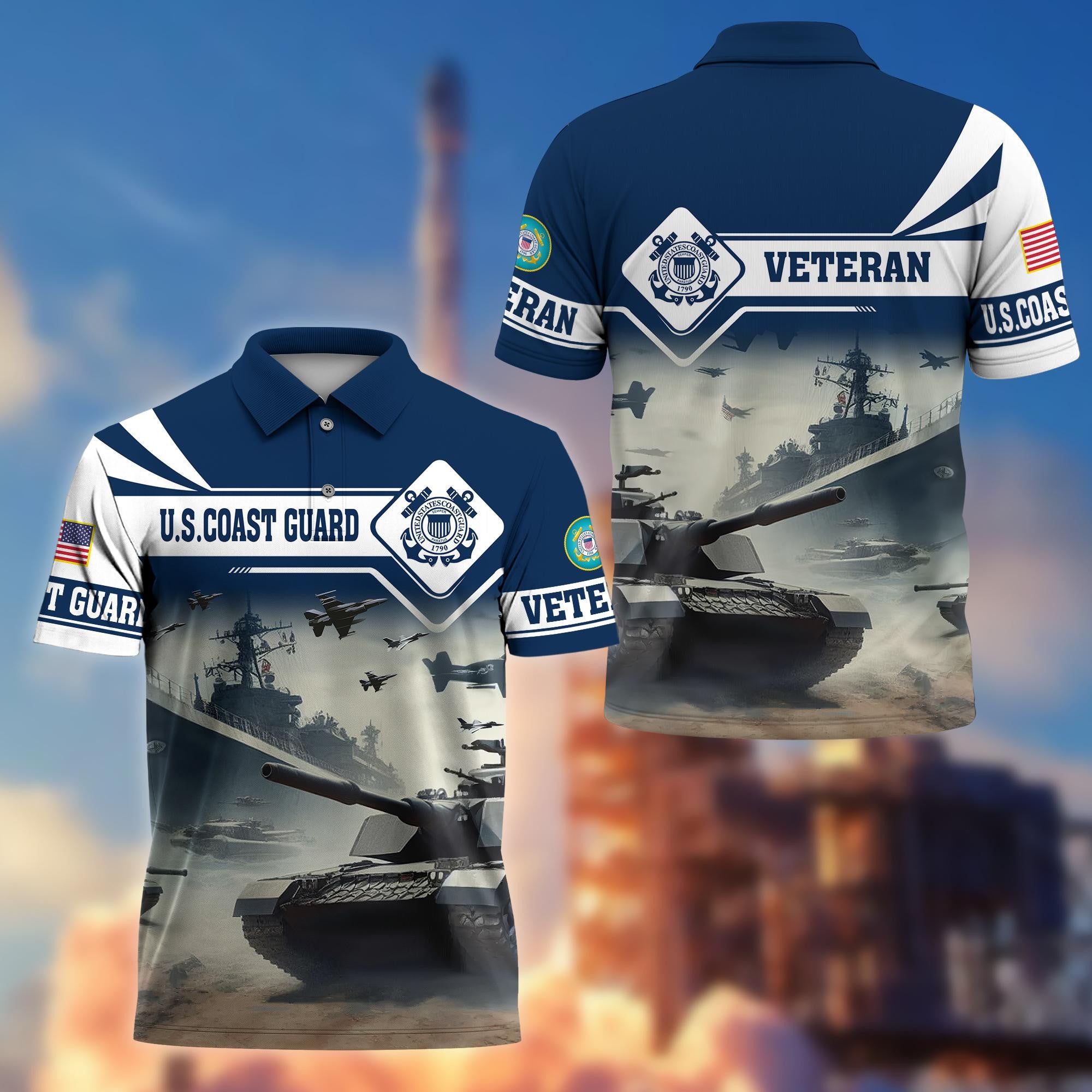 Premium US Veterans Polo Shirt, Gifts For US Veterans, Gifts On Father's Day, Armed Forces Day, Independence Day, Veterans Day.