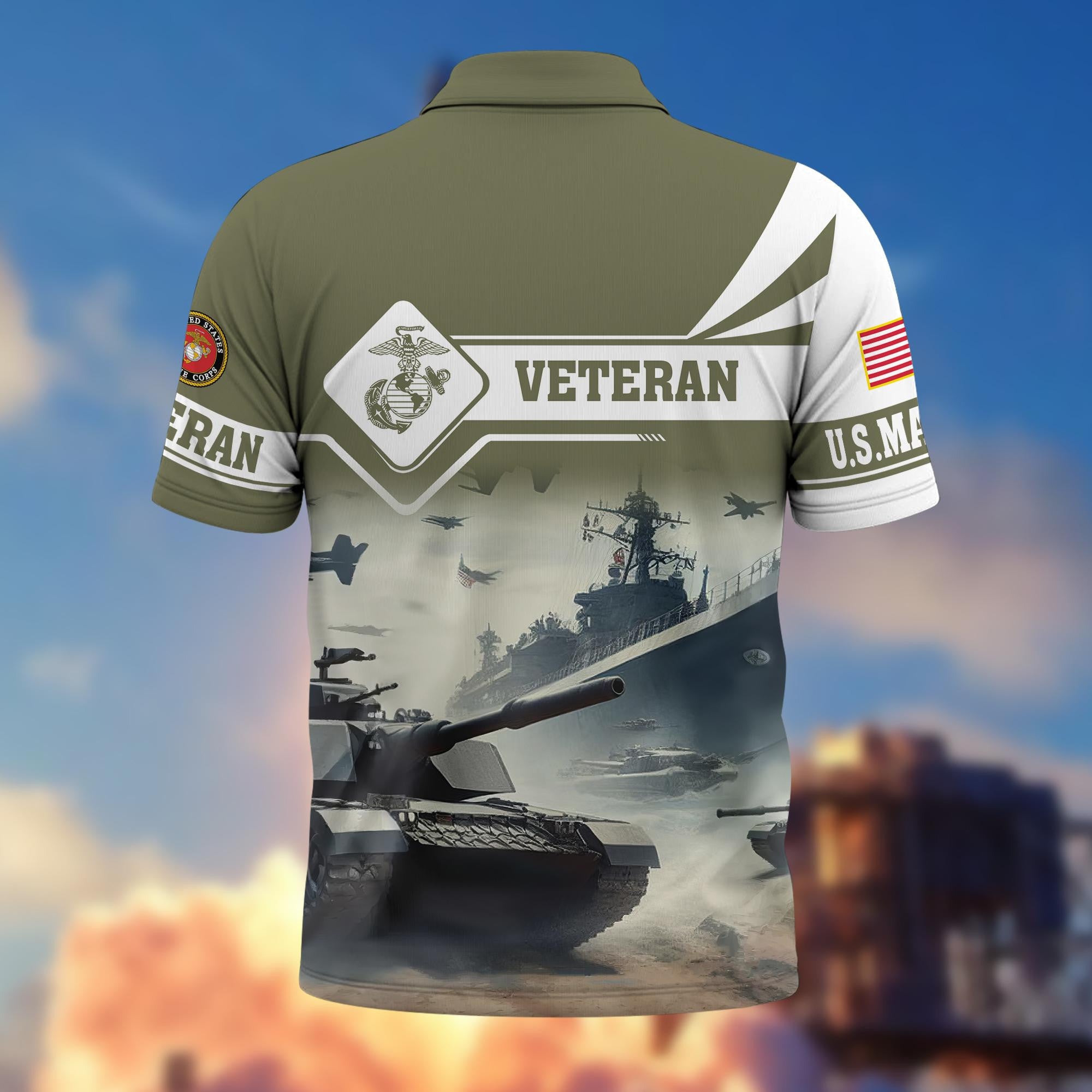 Premium US Veterans Polo Shirt, Gifts For US Veterans, Gifts On Father's Day, Armed Forces Day, Independence Day, Veterans Day.