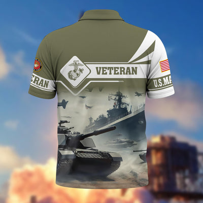 Premium US Veterans Polo Shirt, Gifts For US Veterans, Gifts On Father's Day, Armed Forces Day, Independence Day, Veterans Day.