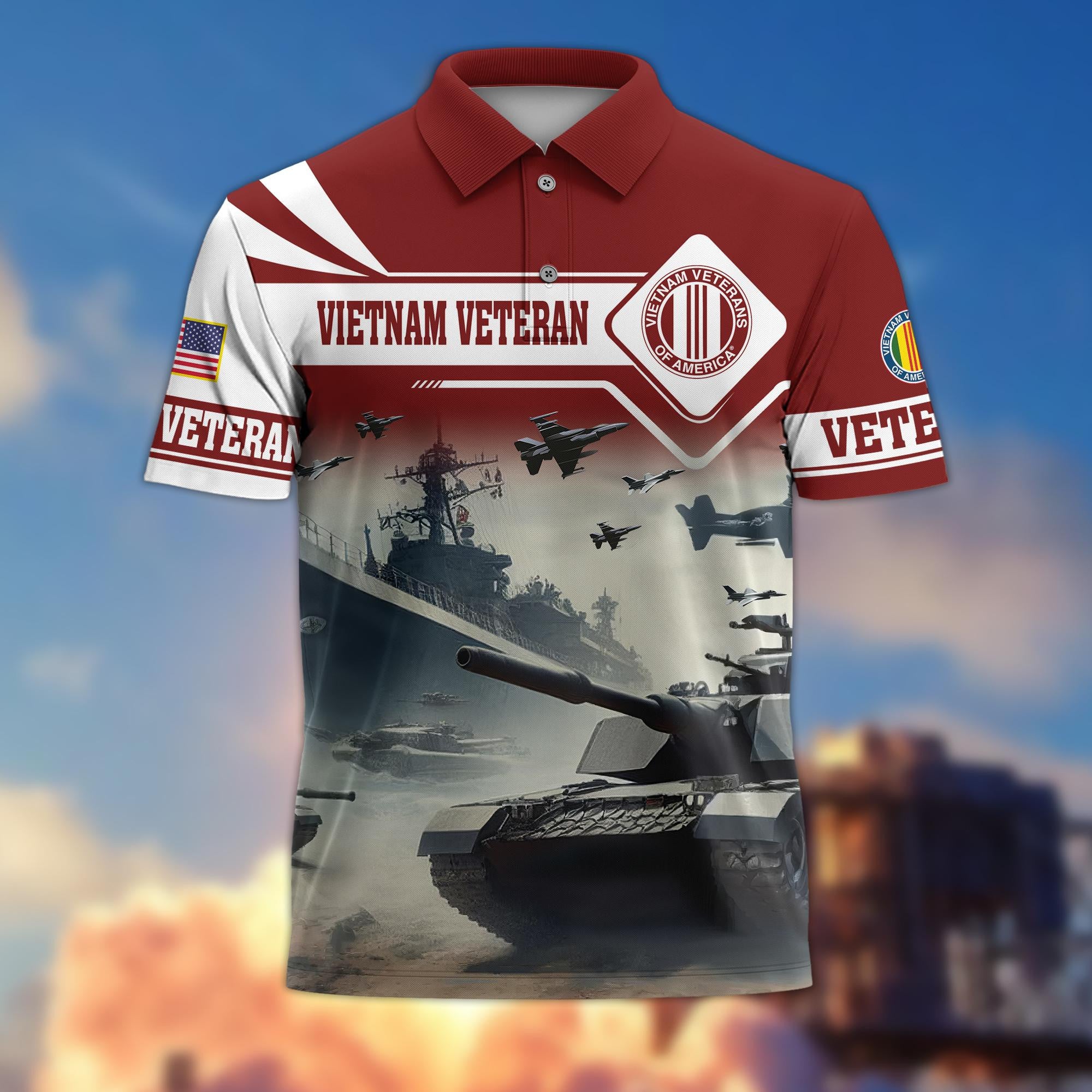 Premium US Veterans Polo Shirt, Gifts For US Veterans, Gifts On Father's Day, Armed Forces Day, Independence Day, Veterans Day.