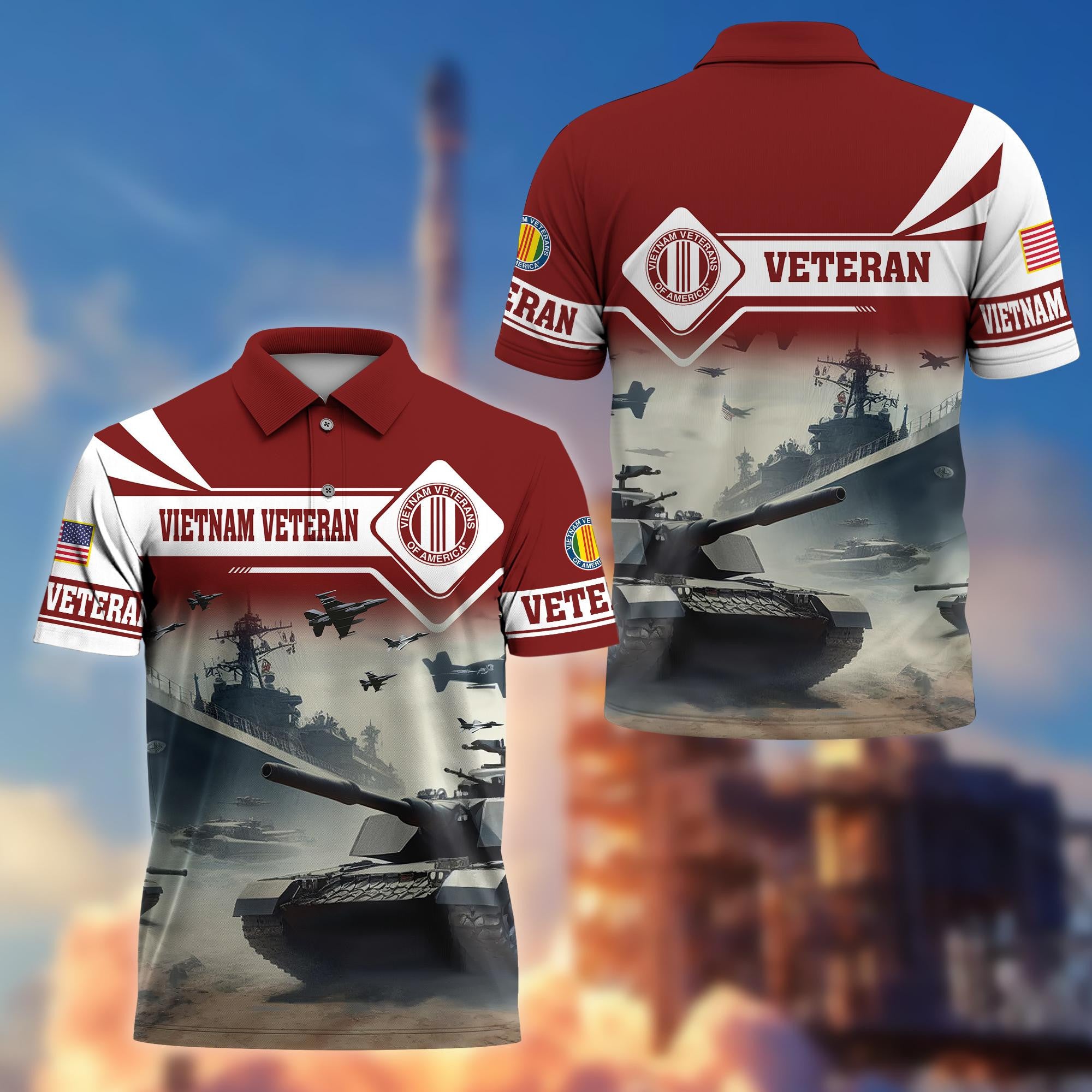 Premium US Veterans Polo Shirt, Gifts For US Veterans, Gifts On Father's Day, Armed Forces Day, Independence Day, Veterans Day.
