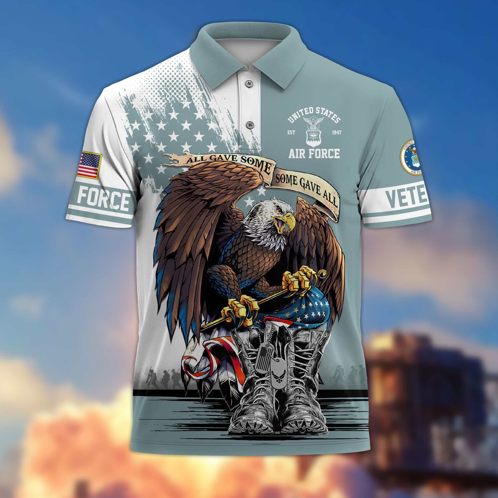 Premium US Veterans Polo Shirt, Gifts For US Veterans, Gifts On Memorial Day, Father's Day, Armed Forces Day, Independence Day, Veterans Day.