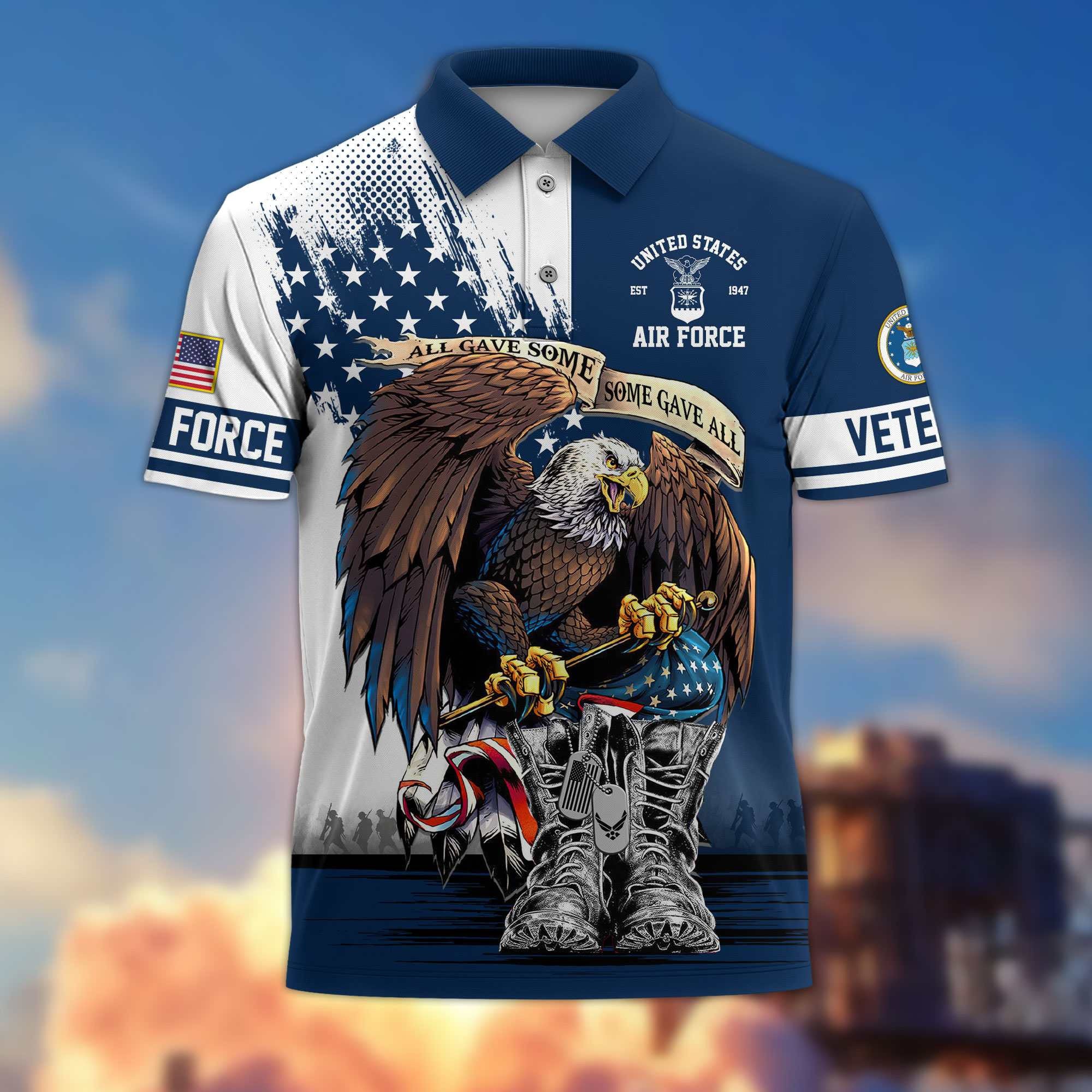 Premium US Veterans Polo Shirt, Gifts For US Veterans, Gifts On Memorial Day, Father's Day, Armed Forces Day, Independence Day, Veterans Day.