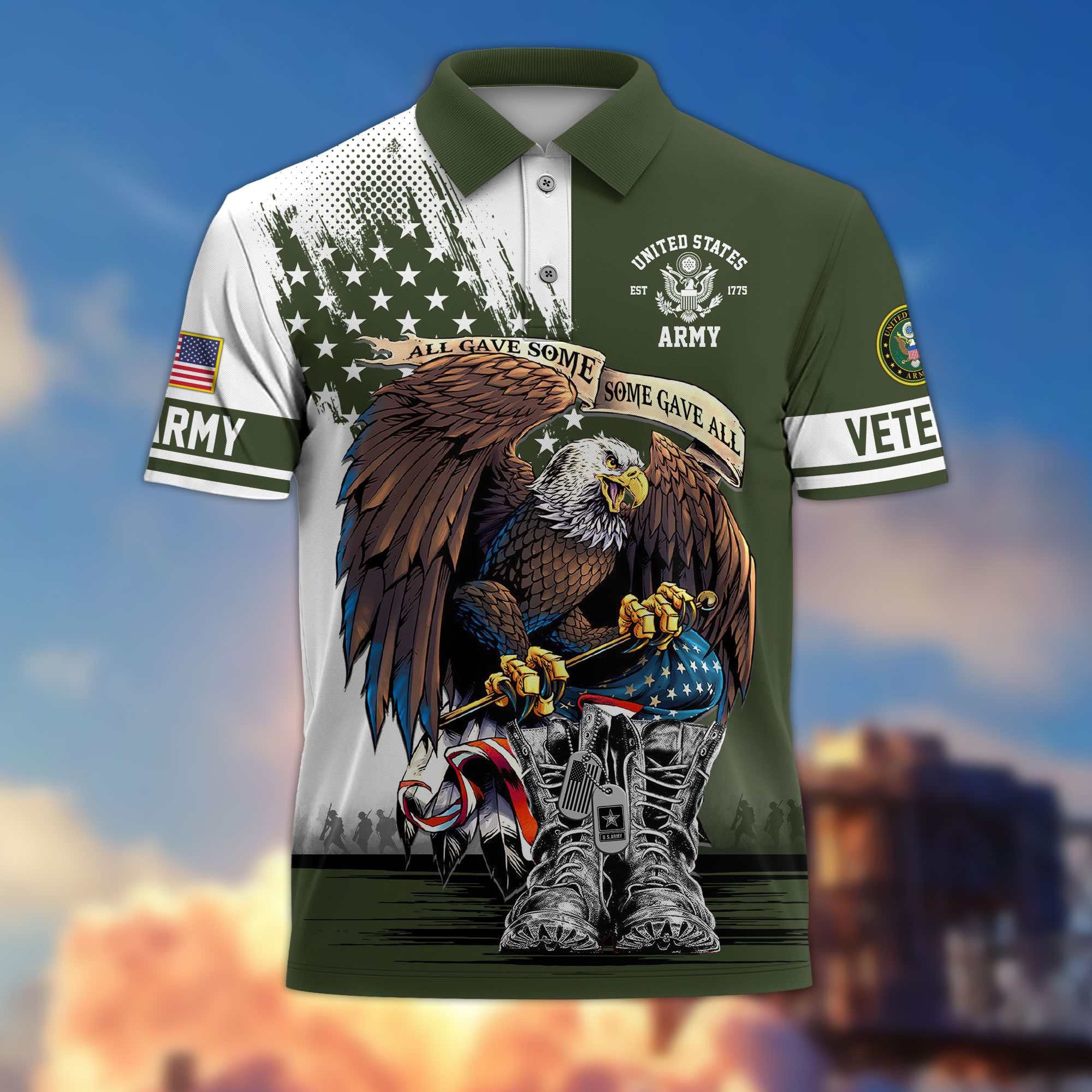 Premium US Veterans Polo Shirt, Gifts For US Veterans, Gifts On Memorial Day, Father's Day, Armed Forces Day, Independence Day, Veterans Day.