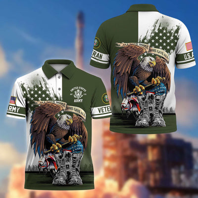 Premium US Veterans Polo Shirt, Gifts For US Veterans, Gifts On Memorial Day, Father's Day, Armed Forces Day, Independence Day, Veterans Day.