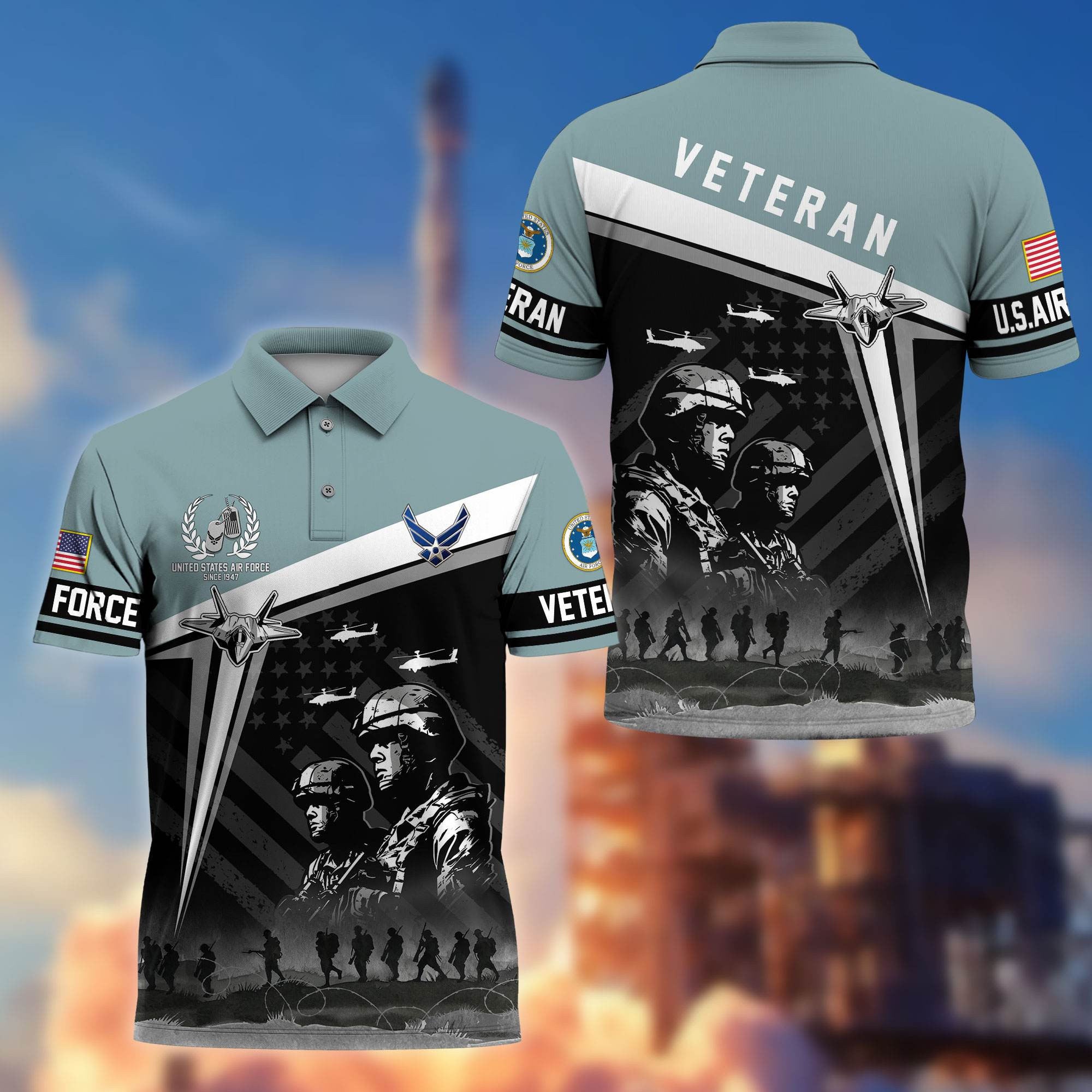 Premium US Veterans Polo Shirt, Gifts For US Veterans, Gifts On Memorial Day, Father's Day, Armed Forces Day, Independence Day, Veterans Day.