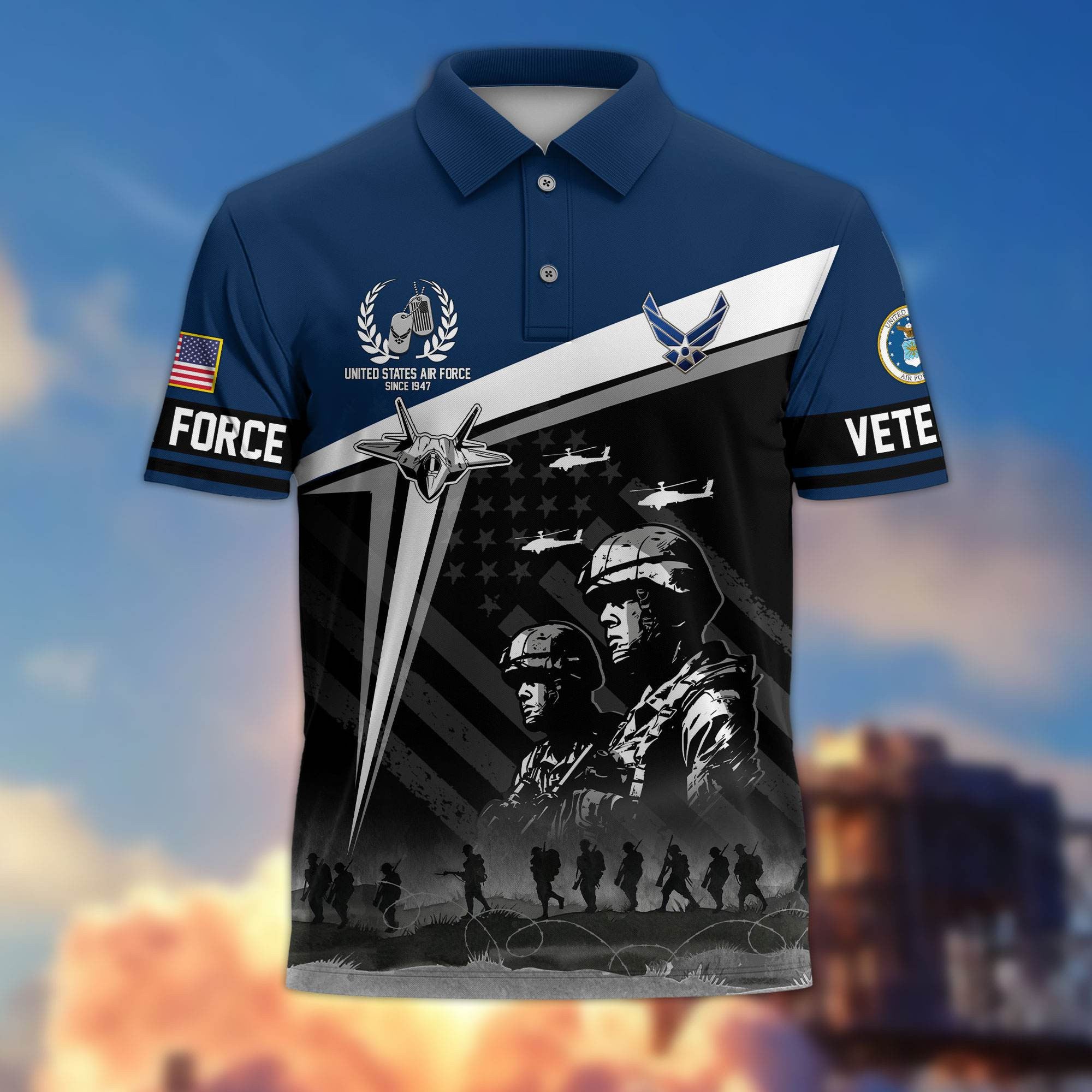 Premium US Veterans Polo Shirt, Gifts For US Veterans, Gifts On Memorial Day, Father's Day, Armed Forces Day, Independence Day, Veterans Day.