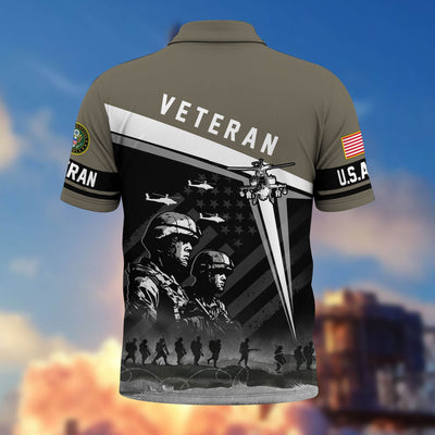 Premium US Veterans Polo Shirt, Gifts For US Veterans, Gifts On Memorial Day, Father's Day, Armed Forces Day, Independence Day, Veterans Day.