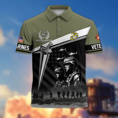 Premium US Veterans Polo Shirt, Gifts For US Veterans, Gifts On Memorial Day, Father's Day, Armed Forces Day, Independence Day, Veterans Day.
