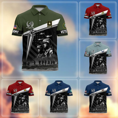 Premium US Veterans Polo Shirt, Gifts For US Veterans, Gifts On Memorial Day, Father's Day, Armed Forces Day, Independence Day, Veterans Day.