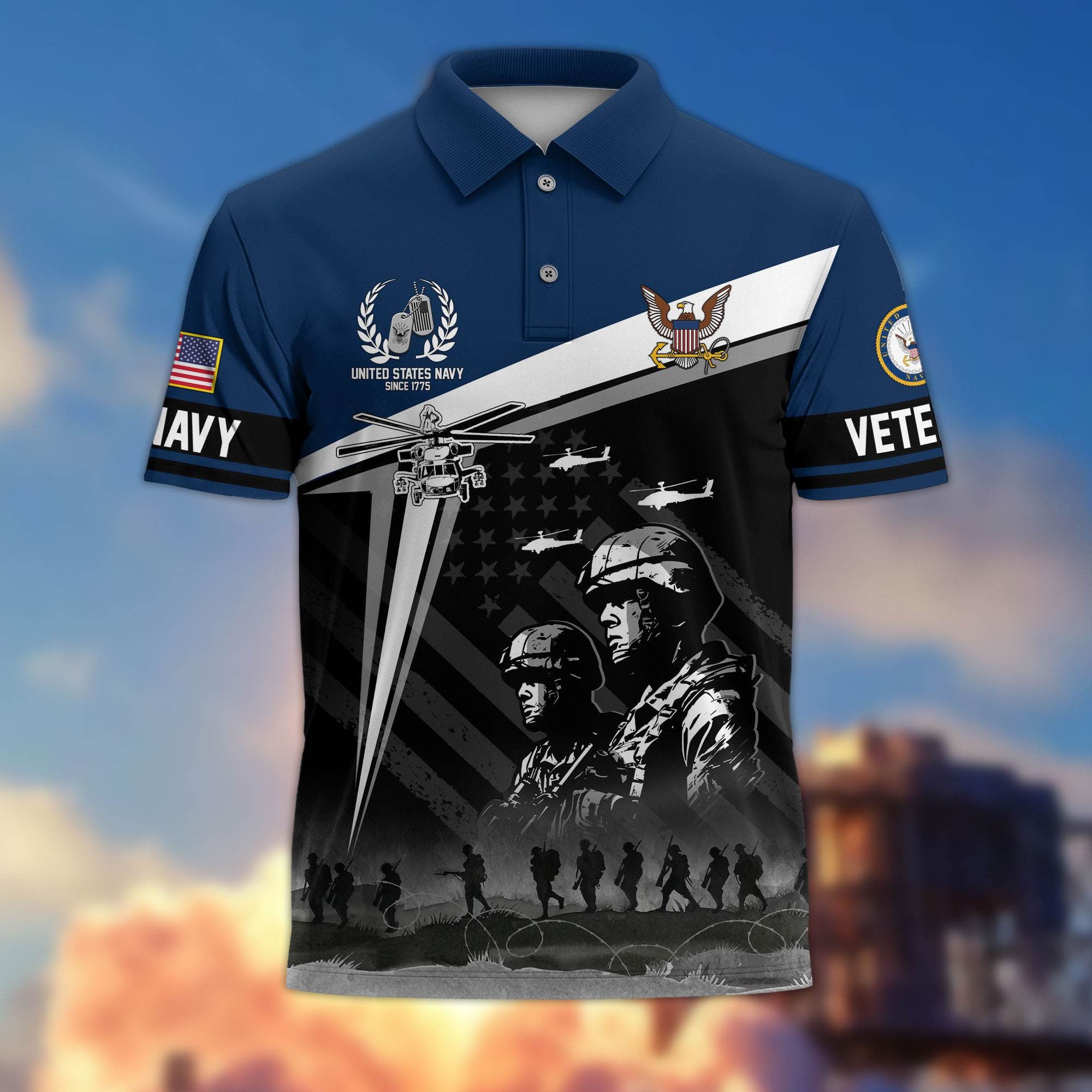 Premium US Veterans Polo Shirt, Gifts For US Veterans, Gifts On Memorial Day, Father's Day, Armed Forces Day, Independence Day, Veterans Day.