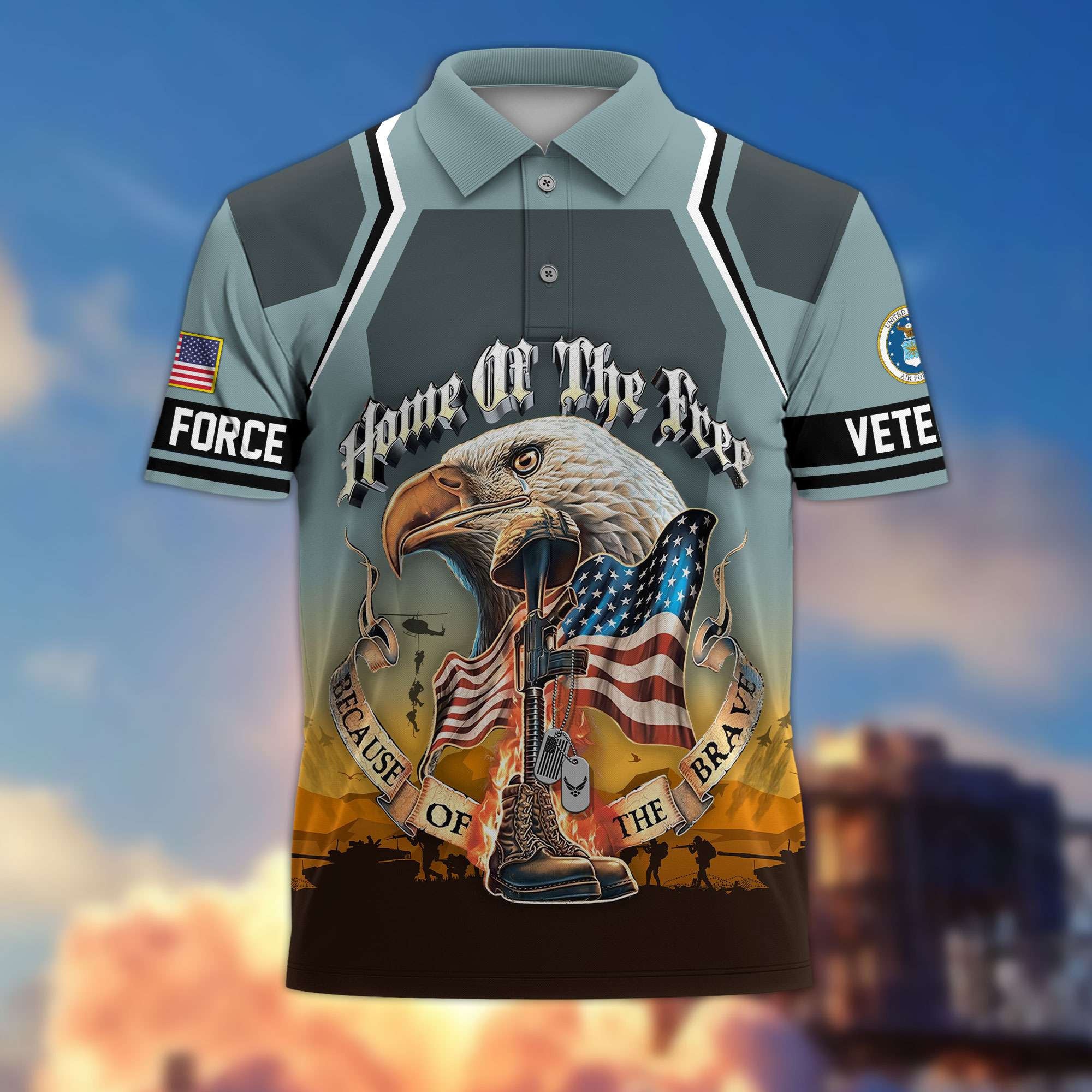 Premium US Veterans Polo Shirt, Gifts For US Veterans, Gifts On Memorial Day, Father's Day, Armed Forces Day, Veterans Day.