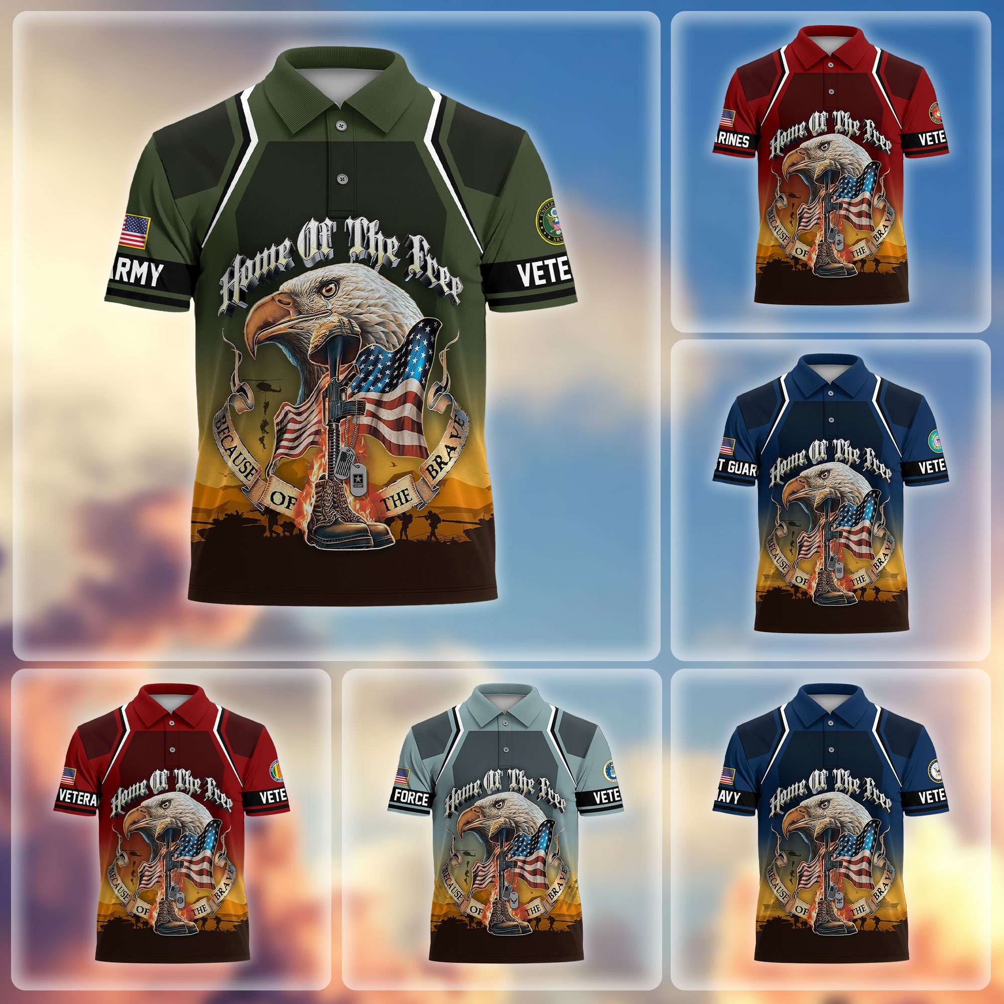 Premium US Veterans Polo Shirt, Gifts For US Veterans, Gifts On Memorial Day, Father's Day, Armed Forces Day, Veterans Day.