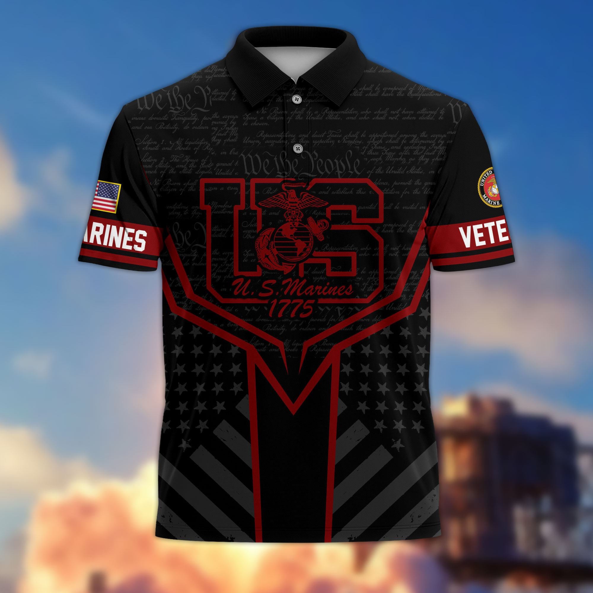 Premium US Veterans Polo Shirt, Gifts For US Veterans, Gifts On Memorial Day, Father's Day, Armed Forces Day, Veterans Day.