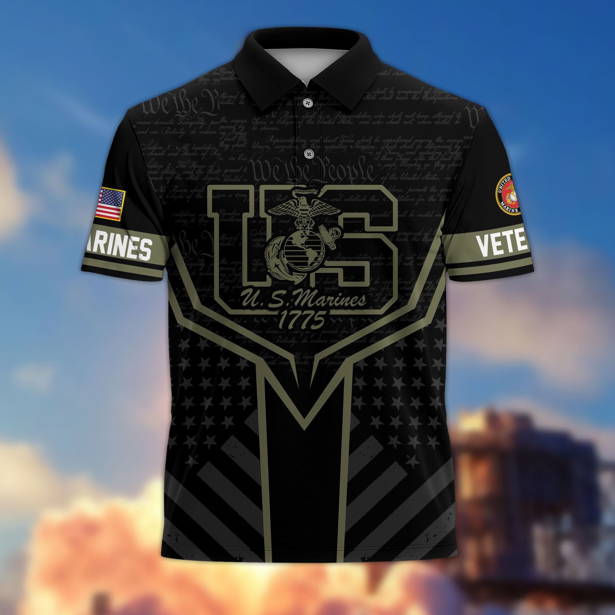 Premium US Veterans Polo Shirt, Gifts For US Veterans, Gifts On Memorial Day, Father's Day, Armed Forces Day, Veterans Day.