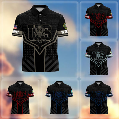 Premium US Veterans Polo Shirt, Gifts For US Veterans, Gifts On Memorial Day, Father's Day, Armed Forces Day, Veterans Day.