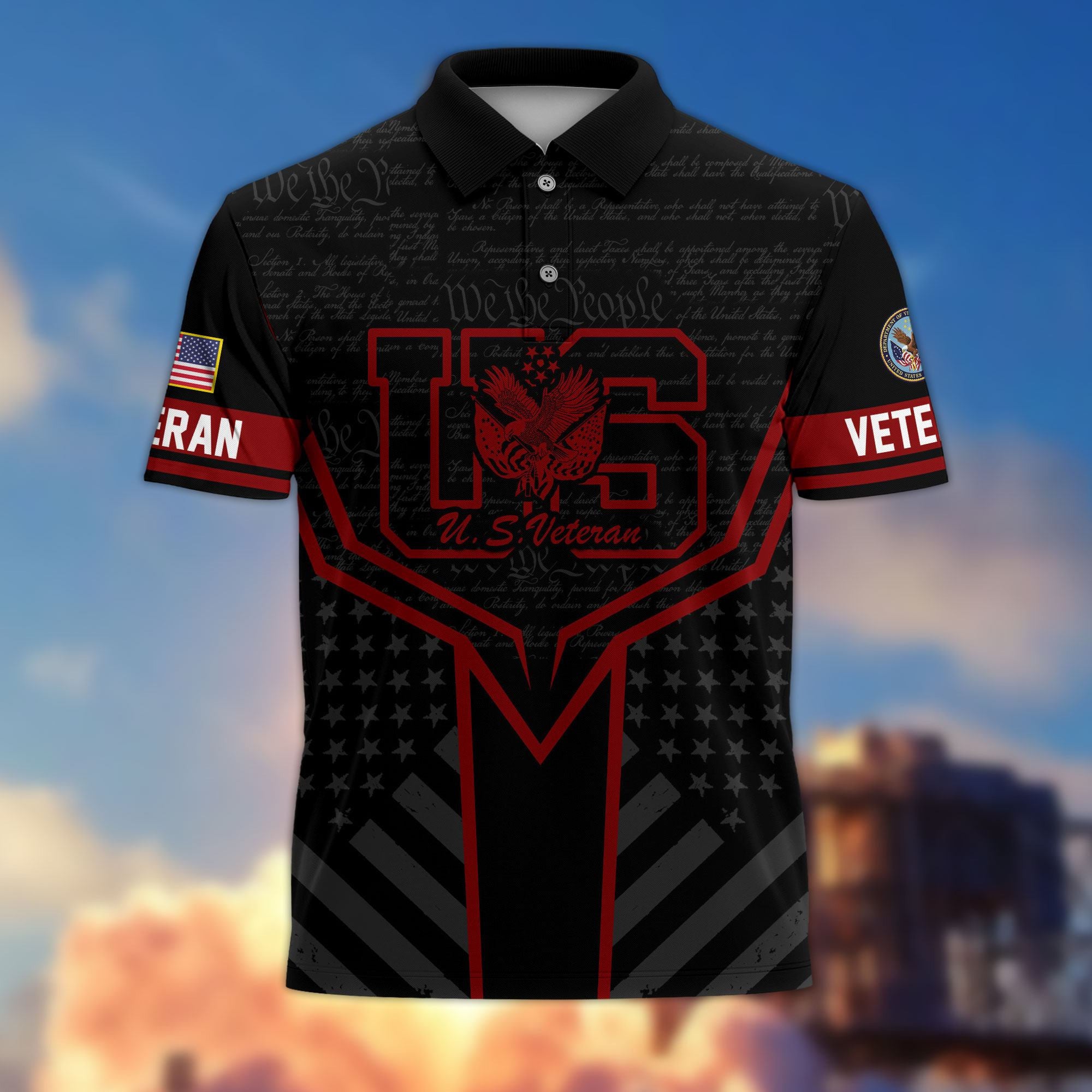 Premium US Veterans Polo Shirt, Gifts For US Veterans, Gifts On Memorial Day, Father's Day, Armed Forces Day, Veterans Day.