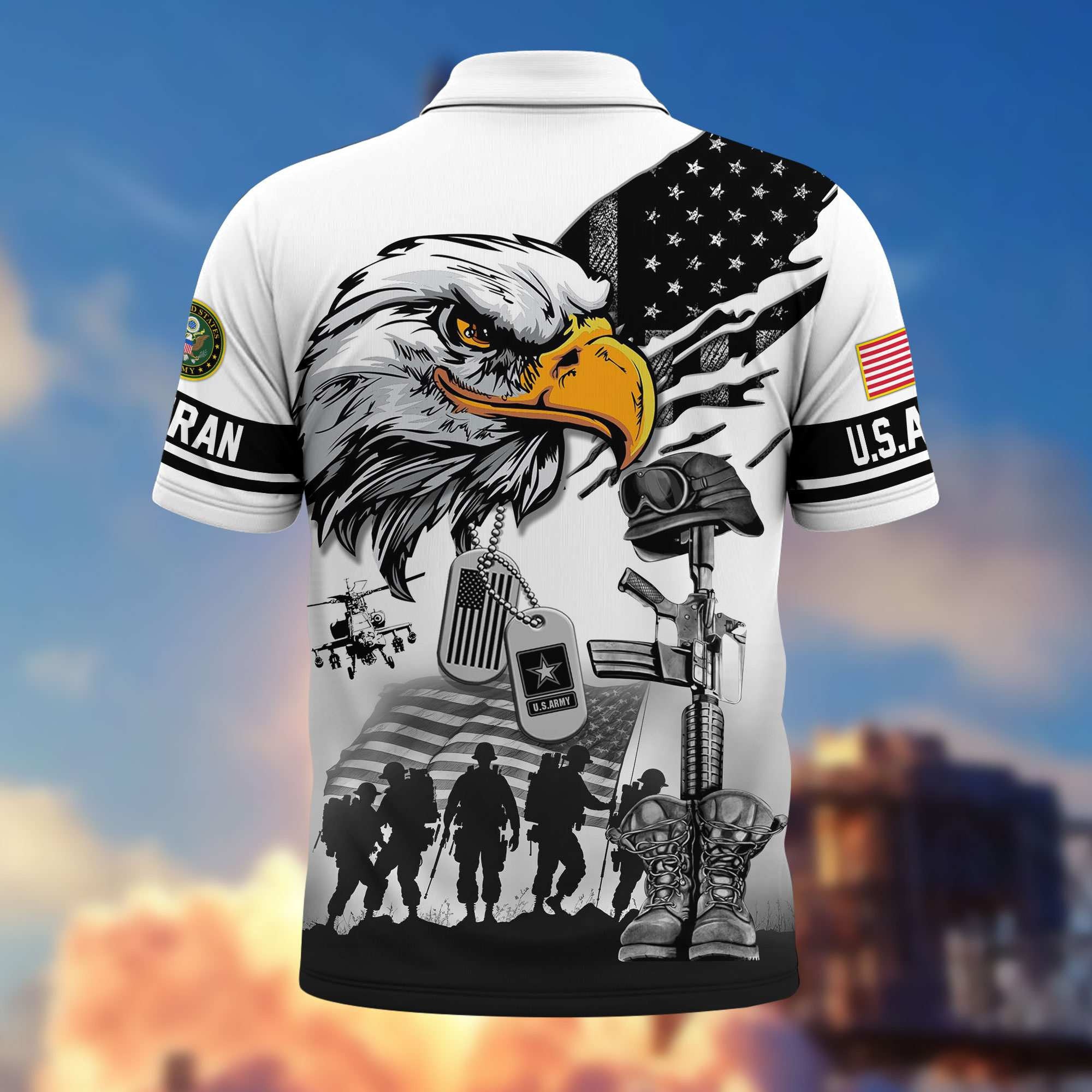 Premium US Veterans Polo Shirt, Gifts For US Veterans, Gifts On Memorial Day, Father's Day, Armed Forces Day, Veterans Day.