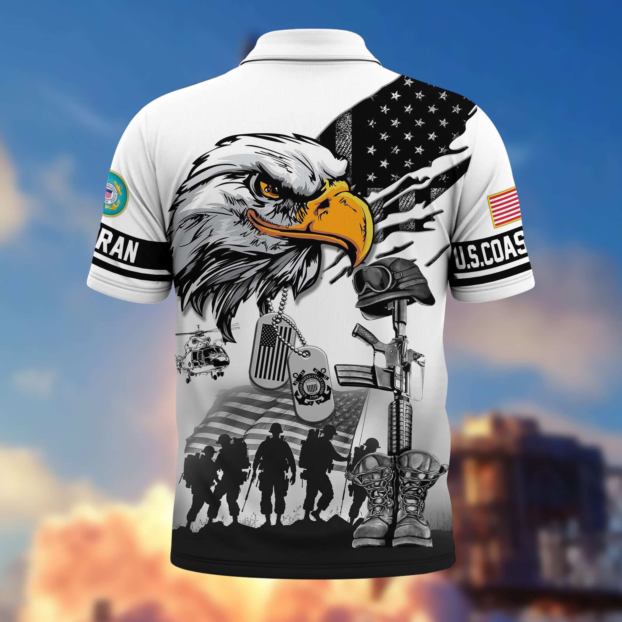 Premium US Veterans Polo Shirt, Gifts For US Veterans, Gifts On Memorial Day, Father's Day, Armed Forces Day, Veterans Day.