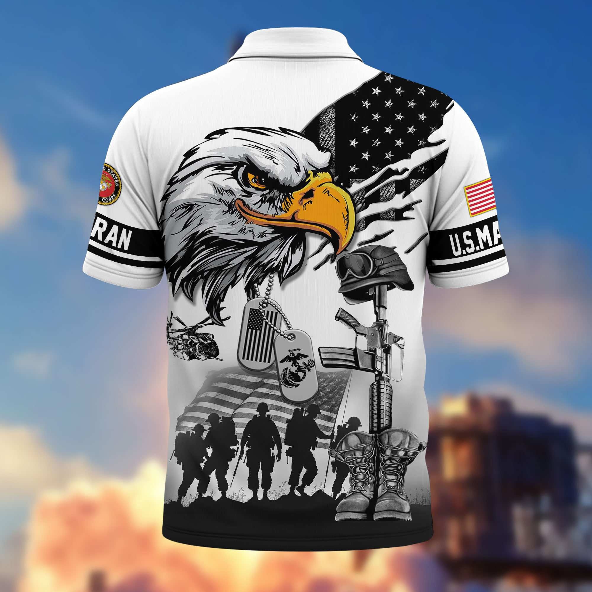 Premium US Veterans Polo Shirt, Gifts For US Veterans, Gifts On Memorial Day, Father's Day, Armed Forces Day, Veterans Day.