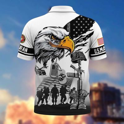 Premium US Veterans Polo Shirt, Gifts For US Veterans, Gifts On Memorial Day, Father's Day, Armed Forces Day, Veterans Day.