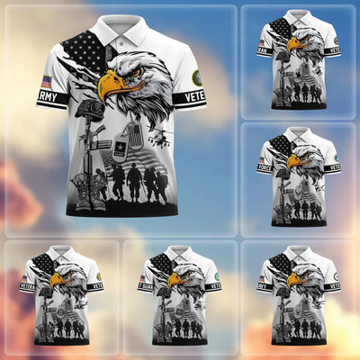 Premium US Veterans Polo Shirt, Gifts For US Veterans, Gifts On Memorial Day, Father's Day, Armed Forces Day, Veterans Day.